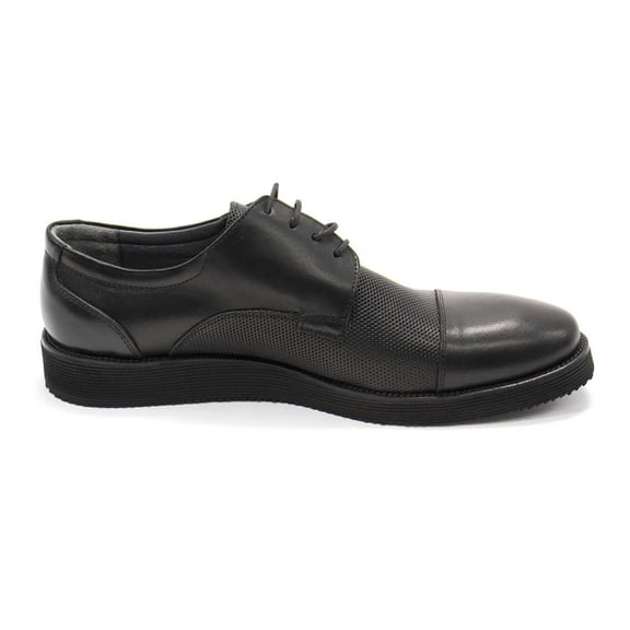 Elegante Men's Anthony Cap Toe Leather Oxford Shoes, Polla Nero,12 M US