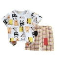 thumbnail image 1 of Toddler Boys Summer Outfit Set Two Piece Pajamas with Playful Cartoon and Floral Pattern Designs for Comfortable Bedtime, 1 of 4