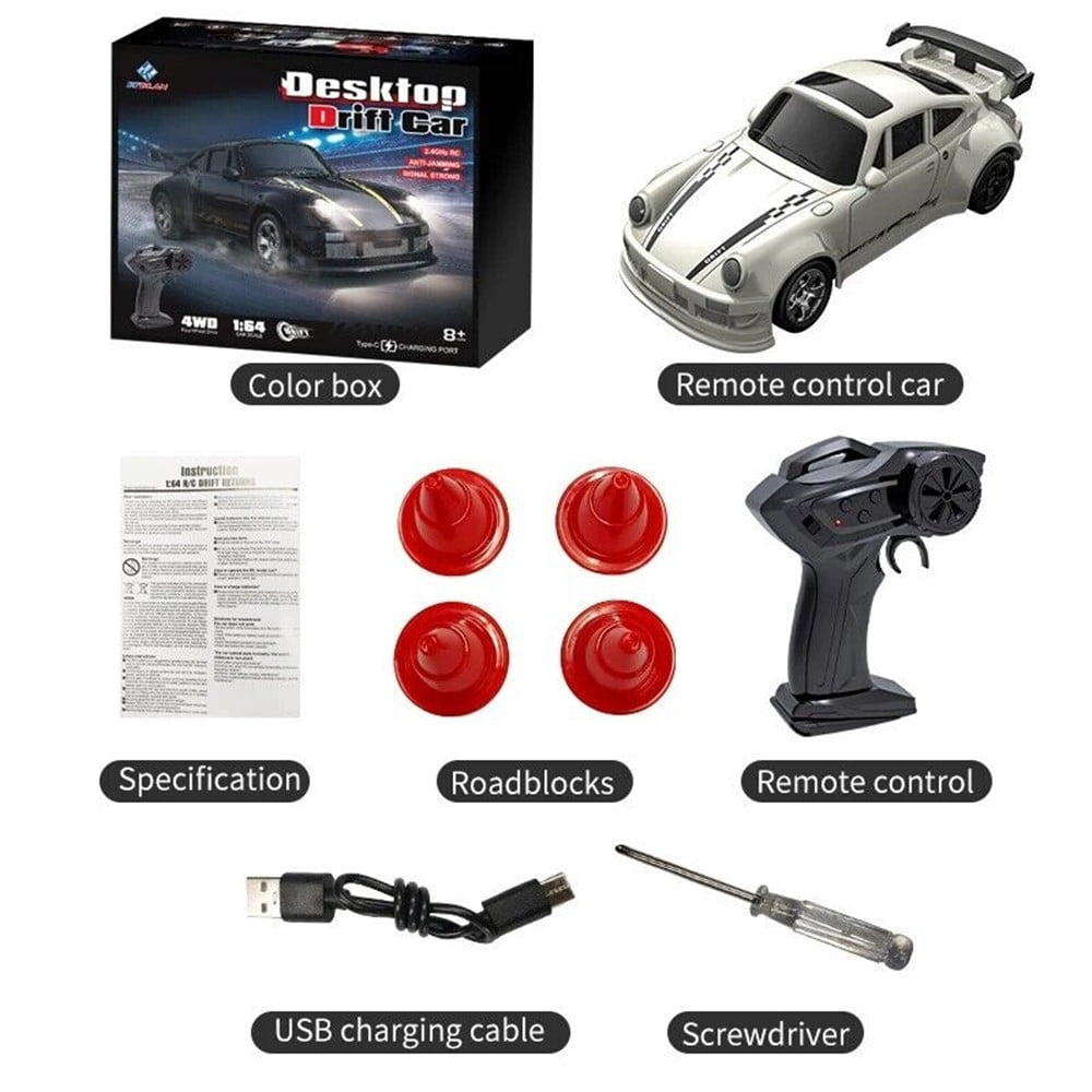 1/64 Scale RC Car Drift Remote Control Racing Sports White