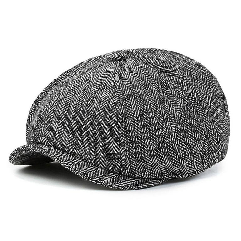 SSKFHGI Black Elastic 56-59cm Herringbone Cap For Middle-Aged And