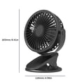 thumbnail image 2 of Clips pequeño ventilador 360 rotación abrazadera ventilador USB recargable para cochecito de escritorio de oficina, 2 of 7
