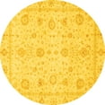 thumbnail image 1 of Ahgly Company Machine Washable Indoor Round Oriental Yellow Traditional Area Rugs, 6' Round, 1 of 4