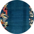 thumbnail image 1 of Ahgly Company Indoor Round Abstract Greenish Blue Green Abstract Area Rugs, 7' Round, 1 of 6