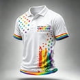 thumbnail image 3 of Polo Shirts Men Short Sleeve Rainbow Cuff Pride Casual Golf Shirt Button Collar Summer Tops for Outdoor Daily Wear, 3 of 4