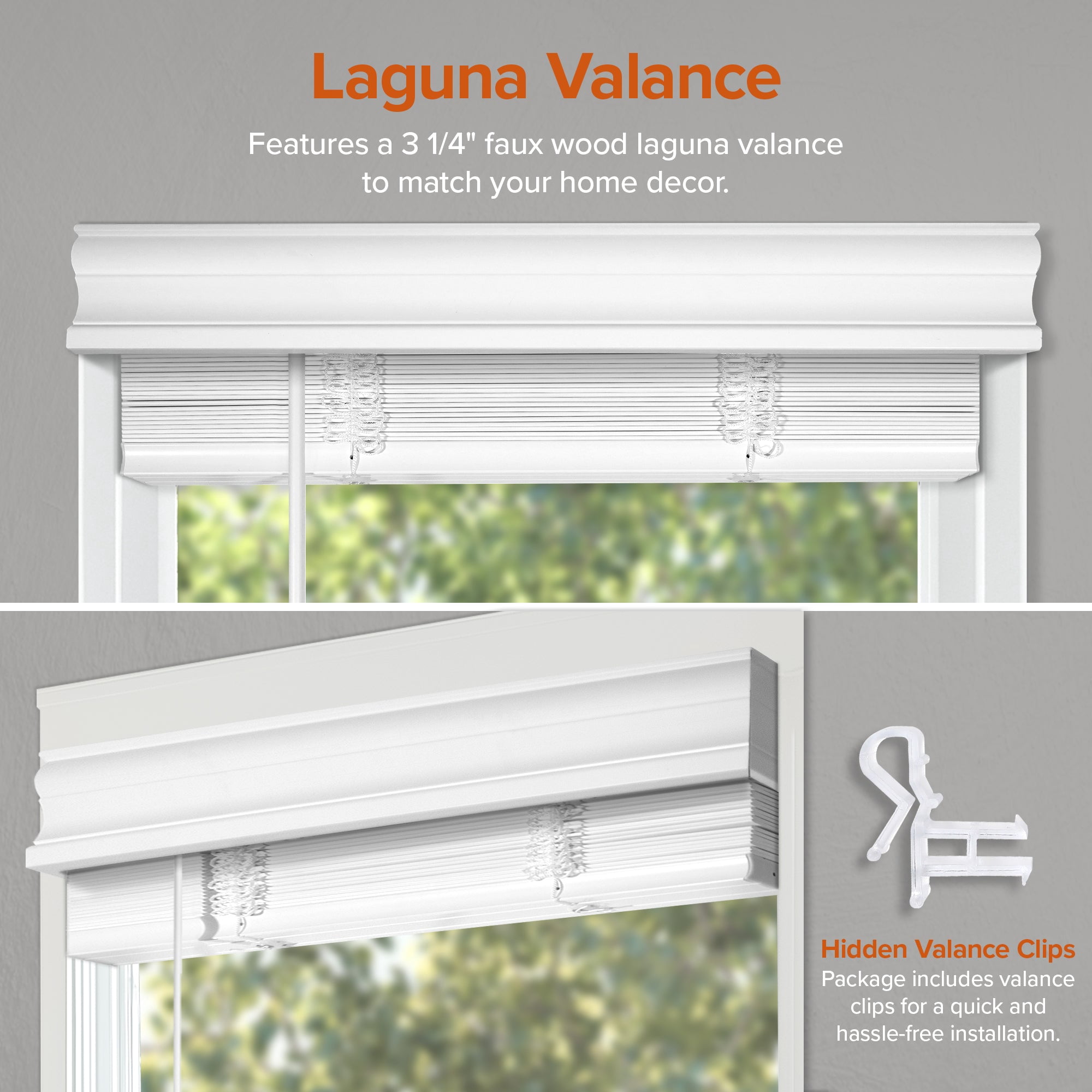 Chicology Cordless Faux Wood Blinds 2 in Slats Blackout No Hole Design Valance, 46"W x 48"H