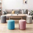 thumbnail image 3 of Round Green Linen Storage Stool Box With Padded Seat 34x45cm For Bedroom And Living Room, 3 of 5