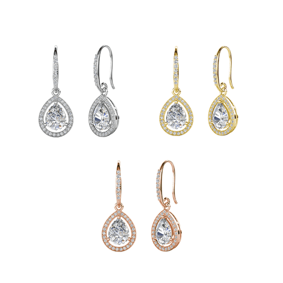Cate & Chloe Pack of 3 - Isabel 18k Gold Plated Dangle Earrings with Simulated Diamond Crystals