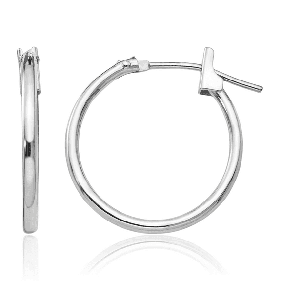 14K Solid White Gold 1.25mm Small Hoop Earrings