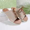 thumbnail image 5 of Hopeusnice Slippers for Women Non-Slip PU Materials Summer Shoes Soft Breathable Open Toe Flat Heel Trendy Women's Slippers Roman Boho Style Shoes for Beach Lightweight Walking Shoes Beige 40, 5 of 9