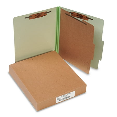 ACCO 25-Point Pressboard Classification Folders, Letter, 4-Section, Leaf Green, 10-Pack