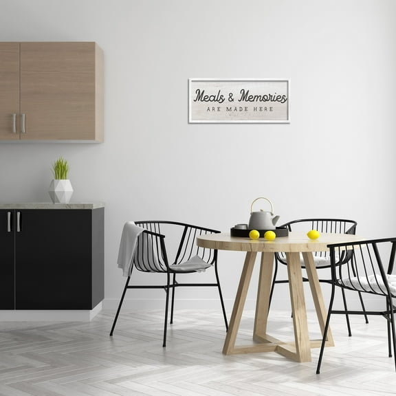 Stupell Industries Meals & Memories Made Here Rustic Kitchen Sign Graphic Art White Framed Art Print Wall Art, 24x10, by Daphne Polselli