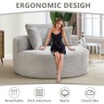 thumbnail image 3 of Aukfa Oversized Round Chaise Longue Chair Indoor, 56-inch Upholstered Corduroy Deep Seat Circle Cloud Sofa Chair, Light Gray, 3 of 8