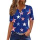thumbnail image 2 of Fiudx Tops para Mujer Camiseta Holgada con Cuello En V y Estampado Del Día de La Independencia para Mujer, 2 of 5