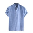 thumbnail image 2 of TAGOLD Mens Summer Short Sleeve Turndown collar Blouse & Shirt Stripe Print Button Casual Top, 2 of 4