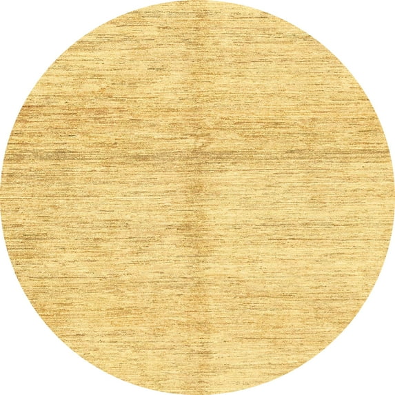 Ahgly Company Indoor Round Abstract Bold Yellow Solid Area Rugs, 6' Round