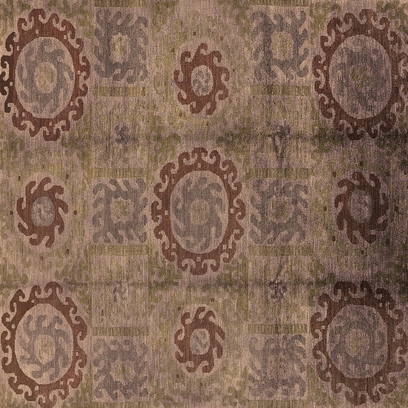 Ahgly Company Indoor Square Oriental Brown Industrial Area Rugs, 5' Square
