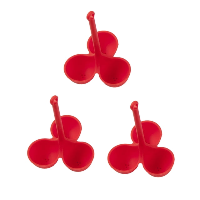 SHISUYAN 3 Pcs Three Grid Silicone Egg Holder Egg Poaching Boiling Cooker Pot Steam Rack for Stovetop Kitchen (Red)