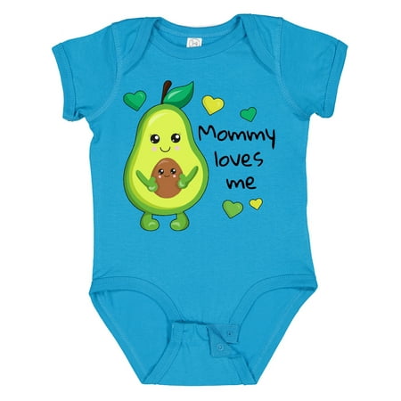 

Inktastic Mommy Loves Me with Avocado Baby and Green Hearts Gift Baby Boy or Baby Girl Bodysuit