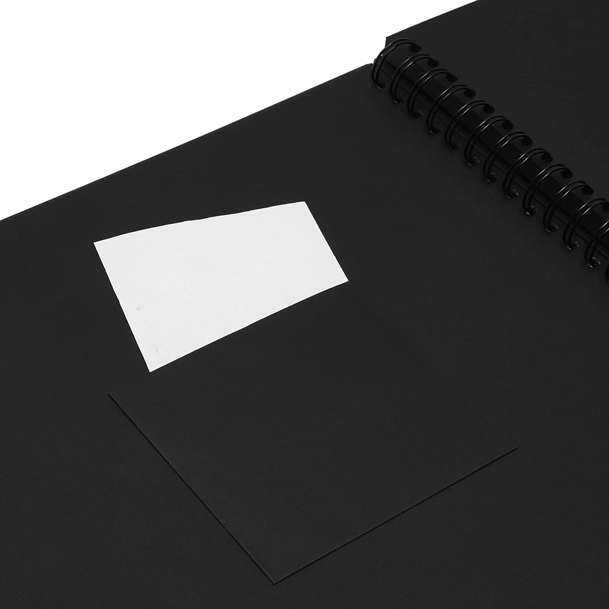 Black 12x12 Scrapbook Album with Silk Ribbon, Cover Window, Spiral