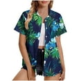 thumbnail image 2 of Weiqiqre Womens Tops Summer Beach Shirt Tropical Shirts Womens Hawaii Button Down Short Sleeve Blouses Button Up Tops, 2 of 5