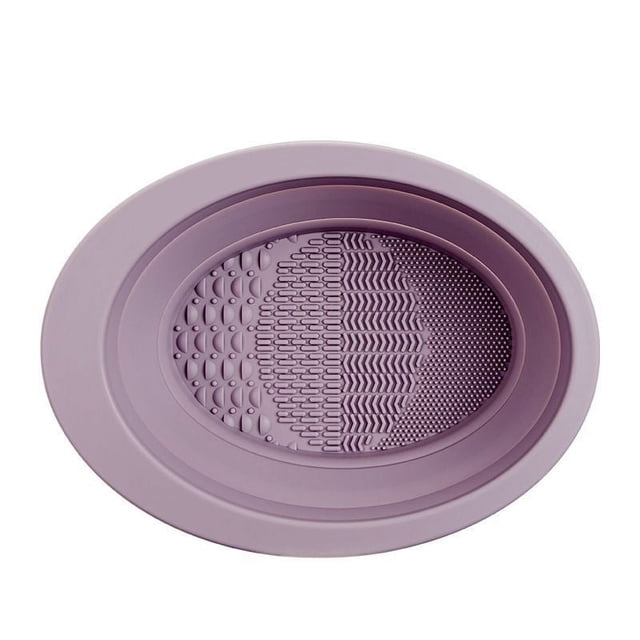 Limpiador de brochas de maquillaje, artefacto de limpieza de huevos de belleza, cuenco de silicona plegable, herramienta limpiadora de borlas para polvos
