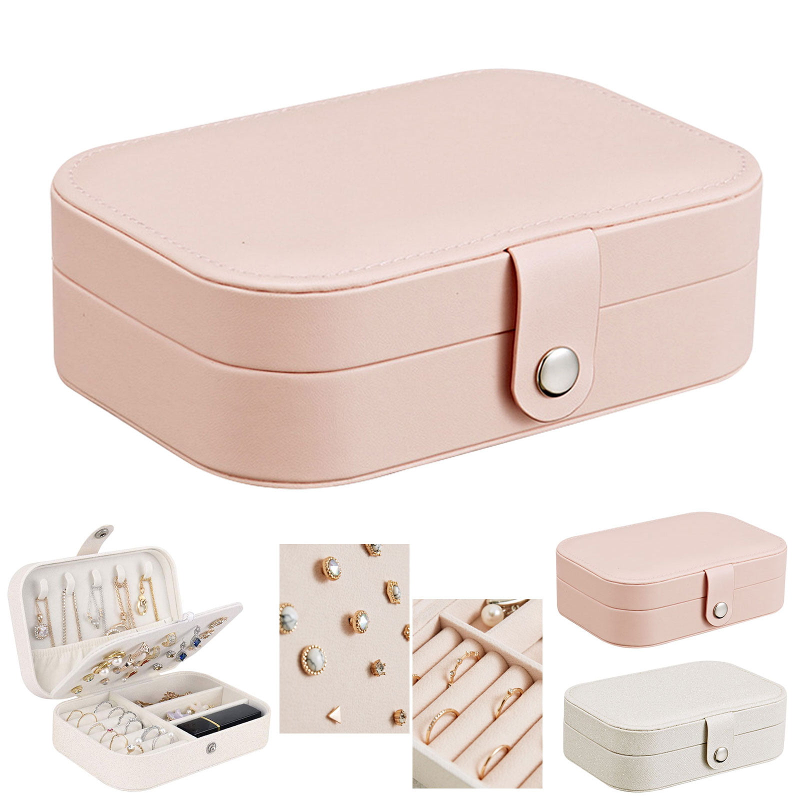 Crowdstage Girls Jewelry Box Jewelry Organizer with Lock 3 Layers Jewelry  Display Storage Case Earring Ring Necklace Holder Organizer Portable Travel