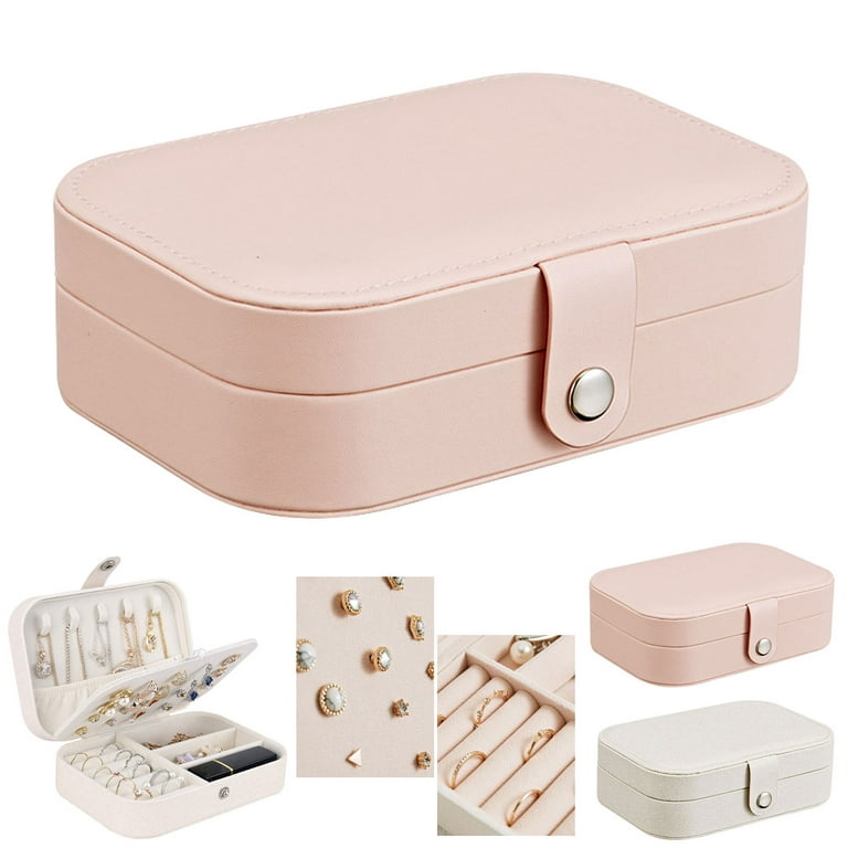 TSV Small Jewelry Box, Portable Travel Jewelry Organizer, Mini Display Case  with PU Leather for Girls Women Rings Earrings Necklaces Storage