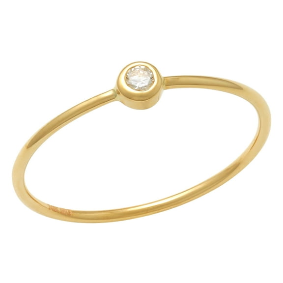 14K REAL Diamond Minimal Band Ring Real Solid Gold Natural Genuine Diamond Daily Simple Band Ring MJR7582Y Yellow Gold