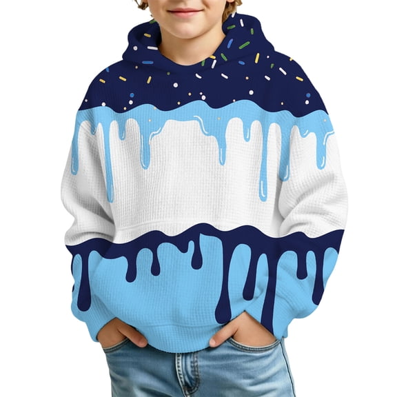 Kiijoy Toddler Boys Hoodie Casual Active Pullover Sweatshirt for Kids, Blue, Sizes 4-5T