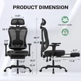 thumbnail image 6 of Homall Ergonomic Office Chair with Footrest, High Back Mesh Computer Desk Chair with Adjustable Headrest, Armrest & Back Support, Black, 6 of 7