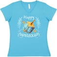 thumbnail image 3 of Inktastic Happy Hanukkah Dreidel and Laurels Women's V-Neck T-Shirt, 3 of 5