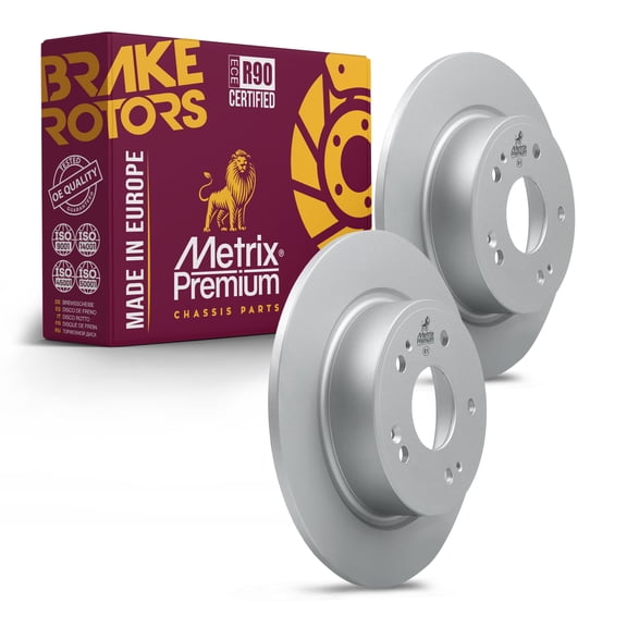 Metrix Premium Chassis Parts - 11.1 inch (282 mm) 2 PC Rear Coated Solid Disc Brake Rotor Fits 16-22 Acura ILX, 09-14 TSX, 05-24 Honda Accord, 2015 Civic, HR-V Replacement 982003FZN Made in Europe