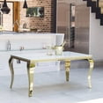 thumbnail image 2 of Heavenly Collection White Faux Marble Dining Table with Gold Stainless Steel Base, 2 of 2