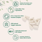 Micro Ingredients Myo-Inositol & D-Chiro Inositol 2,050mg, 240 Veggie Capsules | 40:1 Ratio with Vitamin C, Folate, DIM, CoQ10 | Womens Hormonal Balance & Ovarian Support, Filler Free
