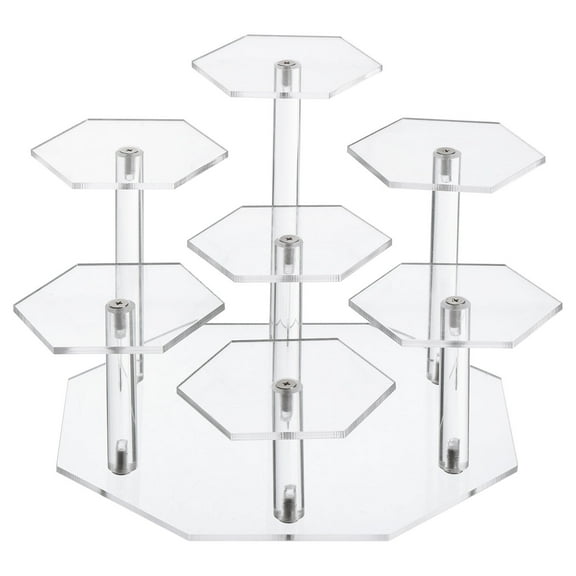 Acrylic Display Stand 7 Tier Collectibles Display Organizer Holder Display Rack for Cupcake Dessert Action Figures Clear