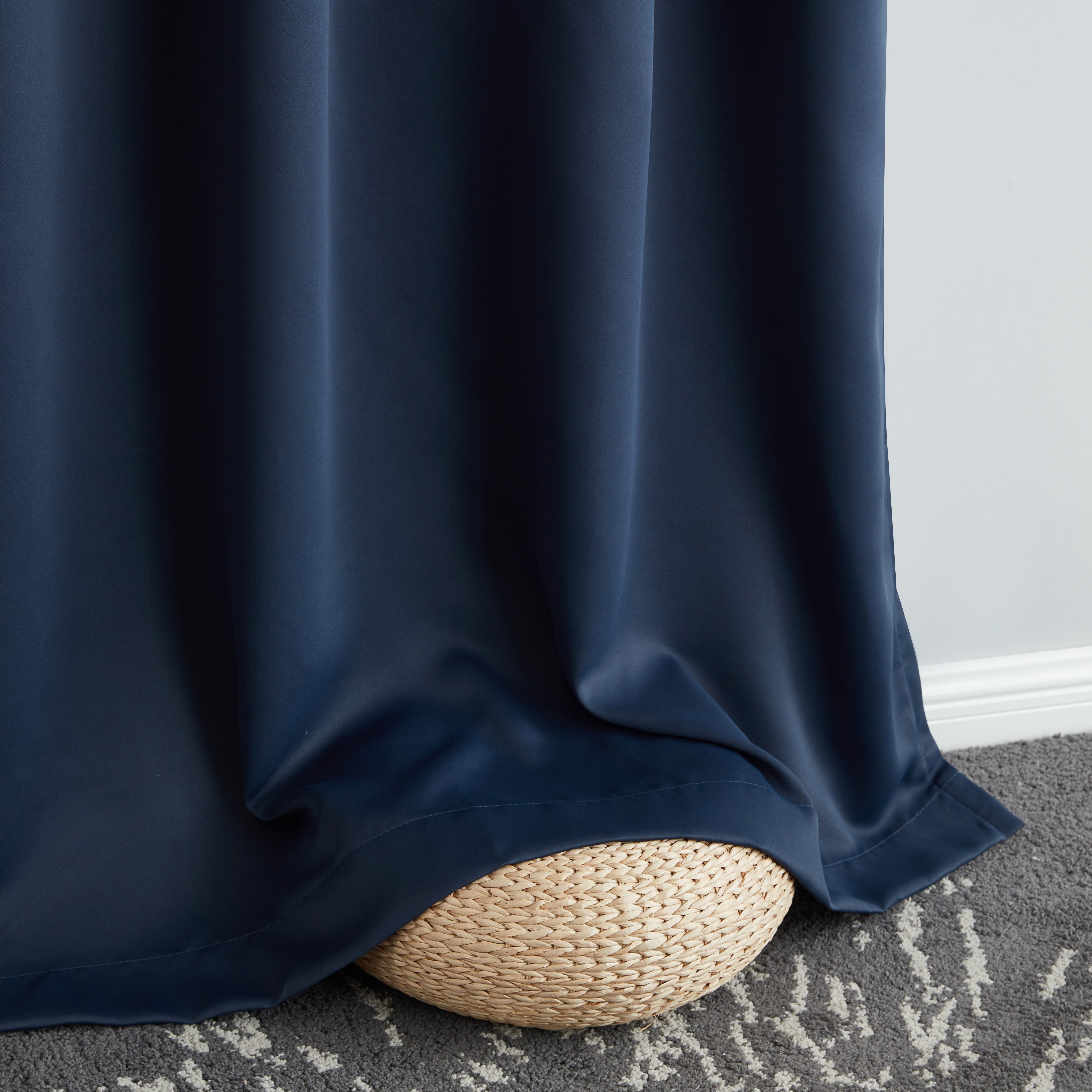 THD Virginia 100% Blackout Grommet Total Privacy Curtain Panels - Window Curtains for Living Room Bedroom - Set of 2 (Navy Blue, 42 W x 84 L)