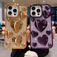 thumbnail image 4 of for iPhone 13 Pro Max Case Glitter, Luxurly Plated 3D Love Hearts, Cute Bling Sparkle Phone Case for iPhone 13 Pro Max, Soft Shockproof Protective Clear Case for Women Girls, Gold, 4 of 12