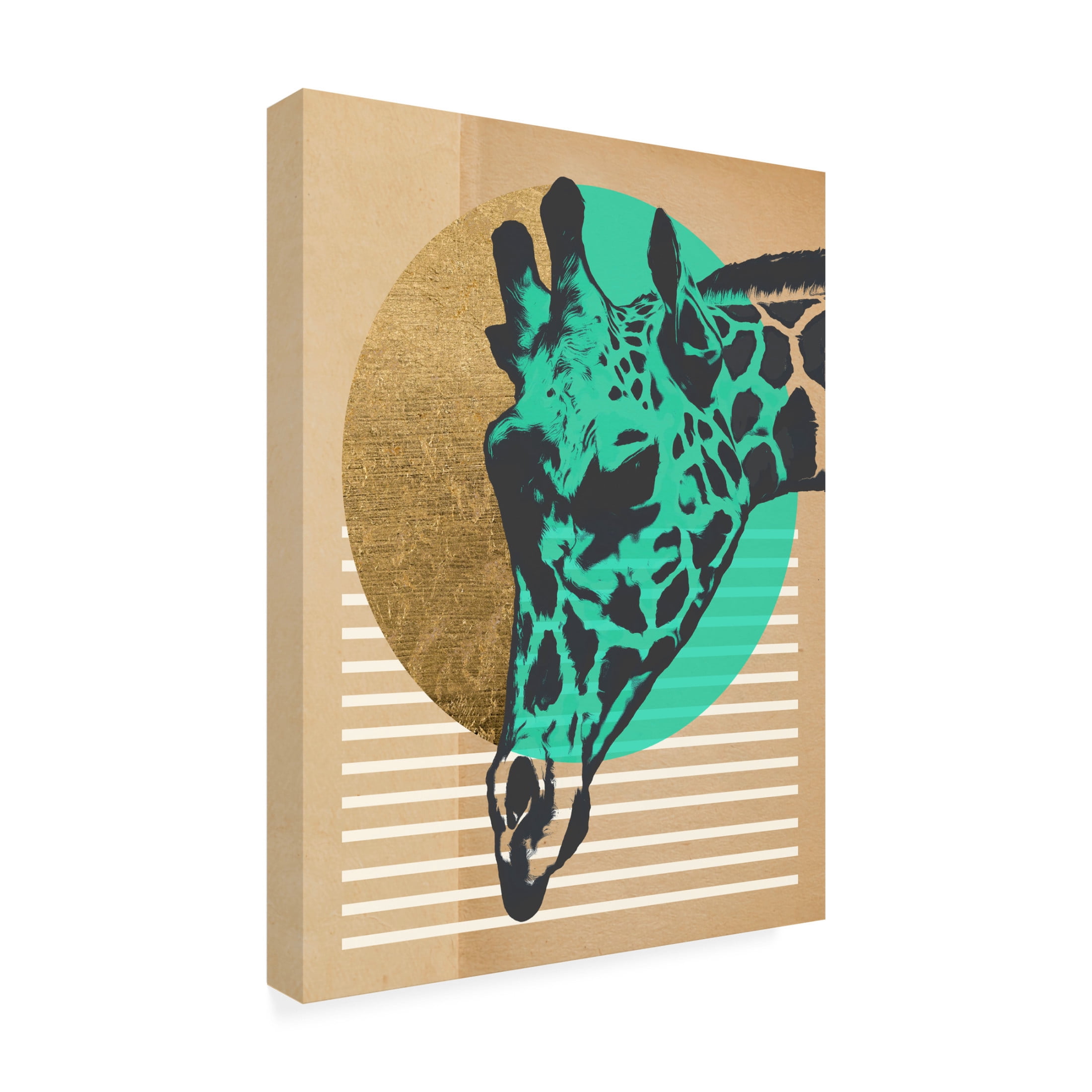 Trademark Fine Art Alonzo Saunders Gold Geometric Giraffe I Canvas Wall Art