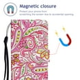 thumbnail image 3 of iPhone 13 Mini Case with Card Holder/Detachable Hand Strap, Allytech Kickstand Folio Flip Wallet Credit Card Slots Magnetic Snap PU Leather Protective Case for iPhone 13 Mini 5.4" 2021, Pink Floral, 3 of 5