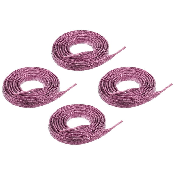 2pair Shiny Flat Shoe Laces, 43" Sparkle Metallic Shoelaces Sequin Shoe Strings for Sneakers Boots Skate Running Shoes, Rose Gold