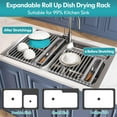 thumbnail image 3 of SUMMIT Roll Up Dish Drying Rack, Expandable (12.8"-23.8" D x 12.8" W) Stainless Steel Portable Drainer for Kitchen Sink Counter, Foldable Over The Sink Cover with Removable Utensil Holder, 3 of 12