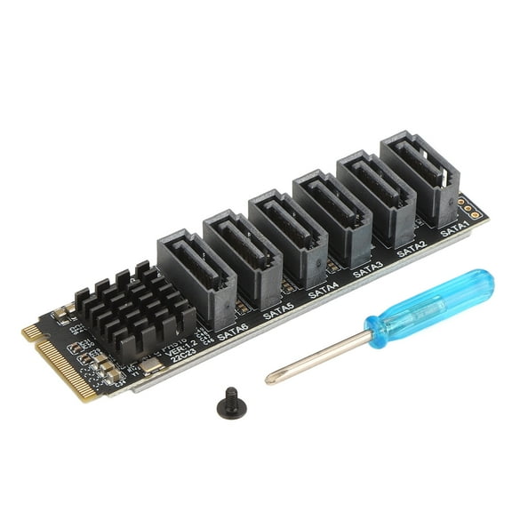 M.2 to SATA3.0 Adapter Card 6Gbps High Speed ASM1166 PCIE SATA Expansion with Smart Indicator