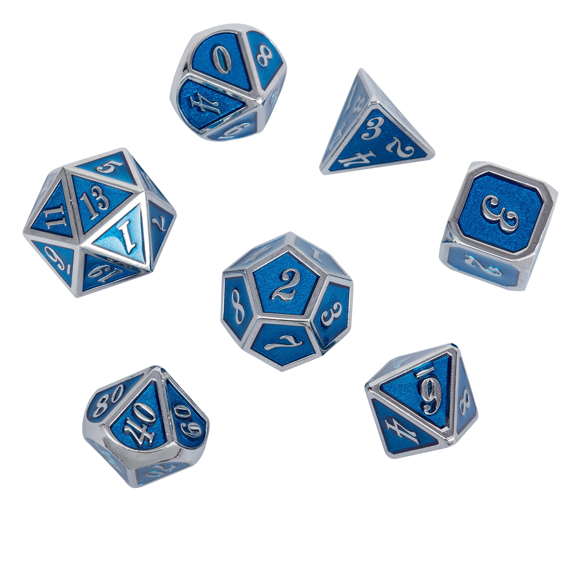 7 Pcs Metal D&D Dice, Metal DND Dice, Solid Metal Polyhedral Dice Set