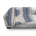 thumbnail image 3 of Mandala Soft Flannel Fleece Throw Blanket, Oriental with Geometric Zigzag Border Ornaments Art Motif, Cozy Plush for Indoor and Outdoor Use, 60" x 80", Dark Blue and Cream, by Ambesonne, 3 of 6