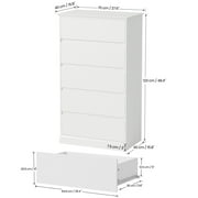 5 Drawer Dresser for Bedroom, White Tall Chest of Drawers Wood Storage Cabinet for Living Room, Hallway, Entryway, Guest Room