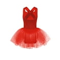 thumbnail image 2 of Aislor Kids Girls Sparkly Sequin Sleeveless Leotard Dance Dress Crisscross Back Mesh Skirt 6-16 Red 6, 2 of 7