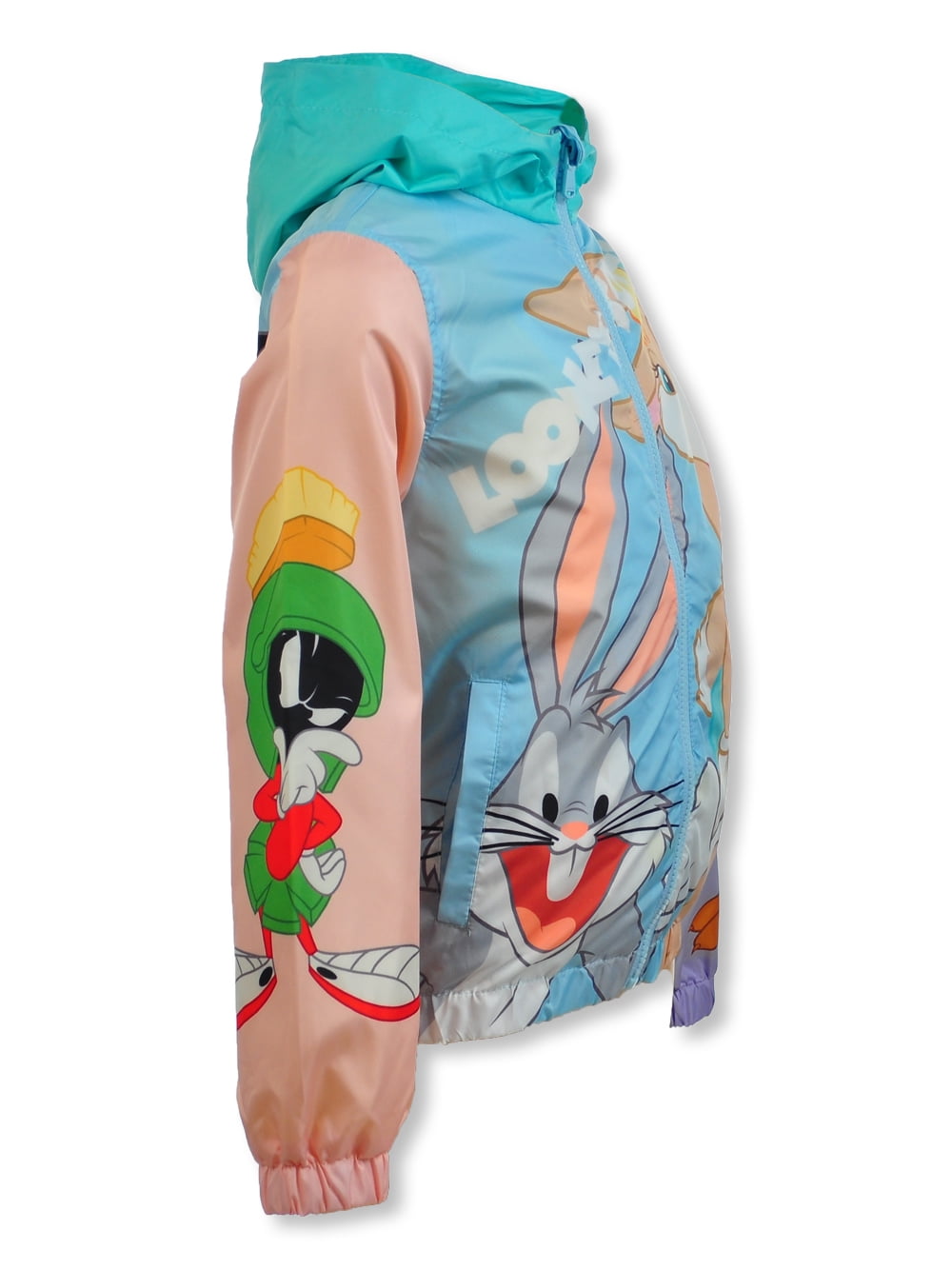 Members Only Girls 2T-16 Looney Tunes Color Block Hooded Windbreaker Jacket  (Multi 10/12)