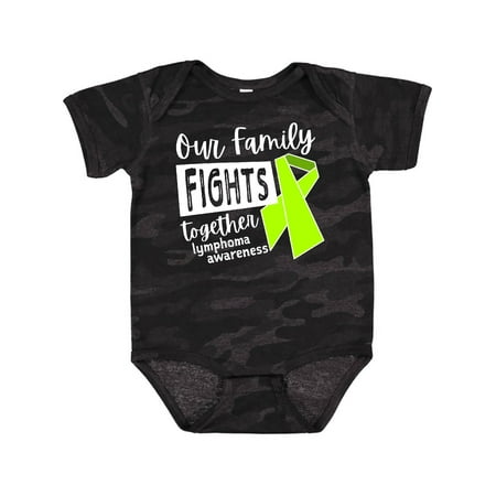 

Inktastic Our Family Fights Together Lymphoma Awareness Lime Ribbon Gift Baby Boy or Baby Girl Bodysuit