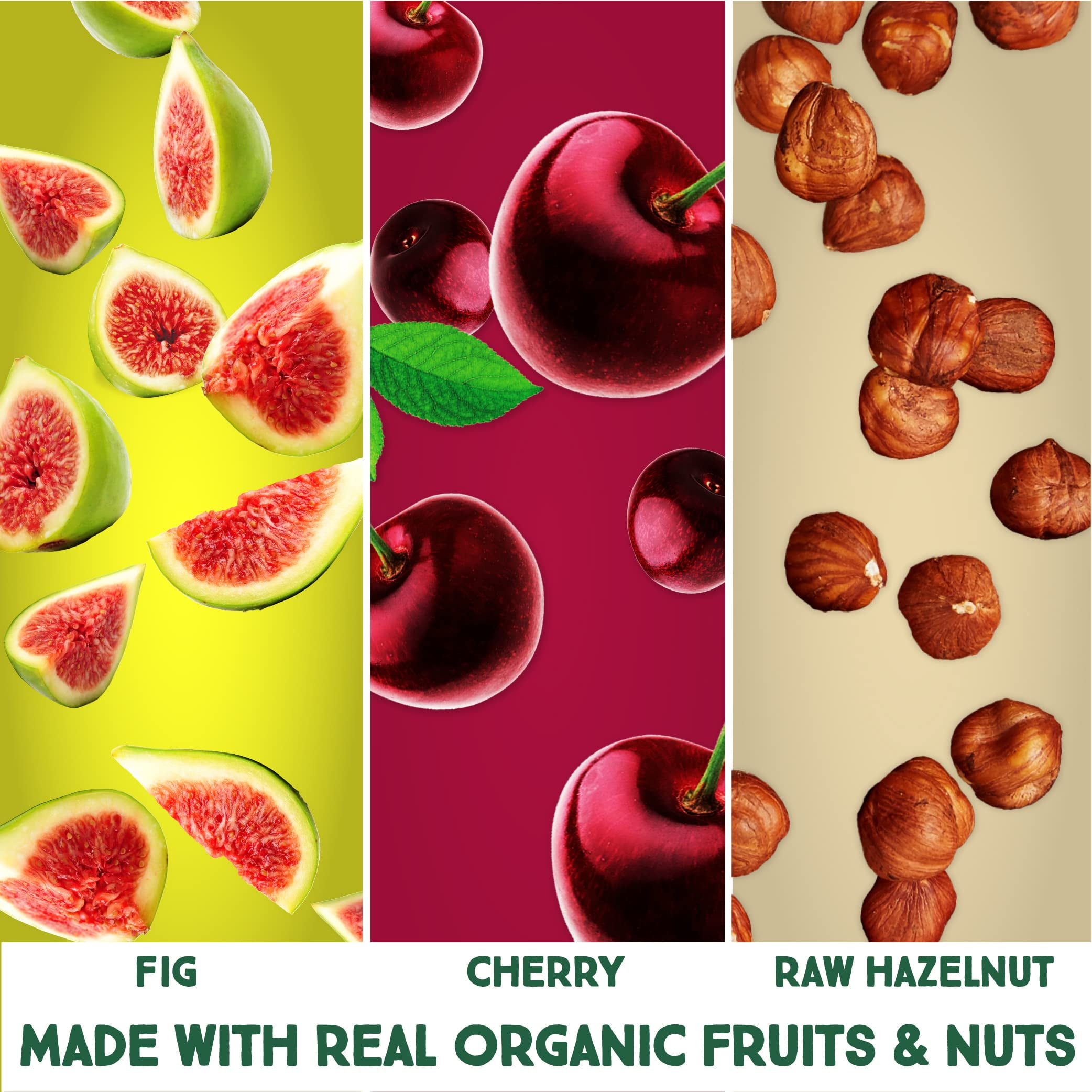 Happy Village Organic Fig & Nut Bar, Tart Cherry | Gluten Free, No Refined Sugar, Non-GMO, Vegan | Healthy Snack (16 x 1.4 oz Each in Carton Box)