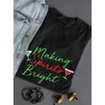 thumbnail image 3 of Making Spirits Bright Wine Glass Christmas Spirit Women Black T-Shirt, Female x-Large, 3 of 4